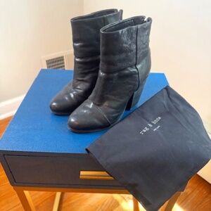 rag & bone black leather booties, Size 7